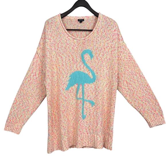 Torrid Plus Size Flamingo Sweater Marled Cotton Pink Multicolor Size 3X Novelty - Picture 1 of 8